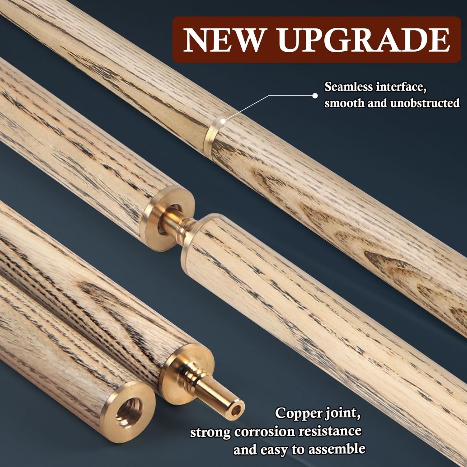 57" Pool Cue Set of 3 18oz Maple Wood 9.5mm Tip Brass Joint