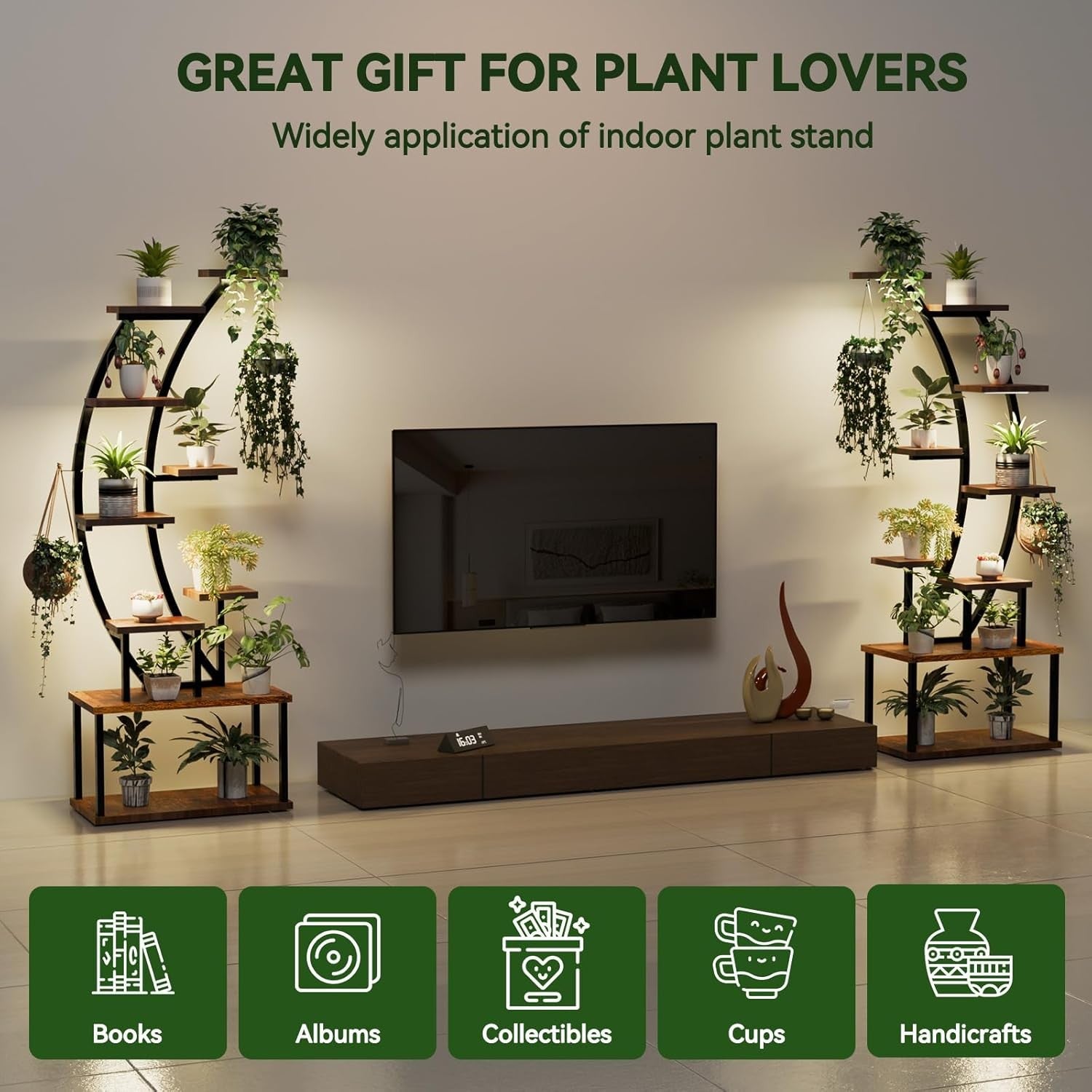 Keyzone Plant Stand Indoor with Grow Lights, 9 Tiered Plant Shelf Indoor for Pla