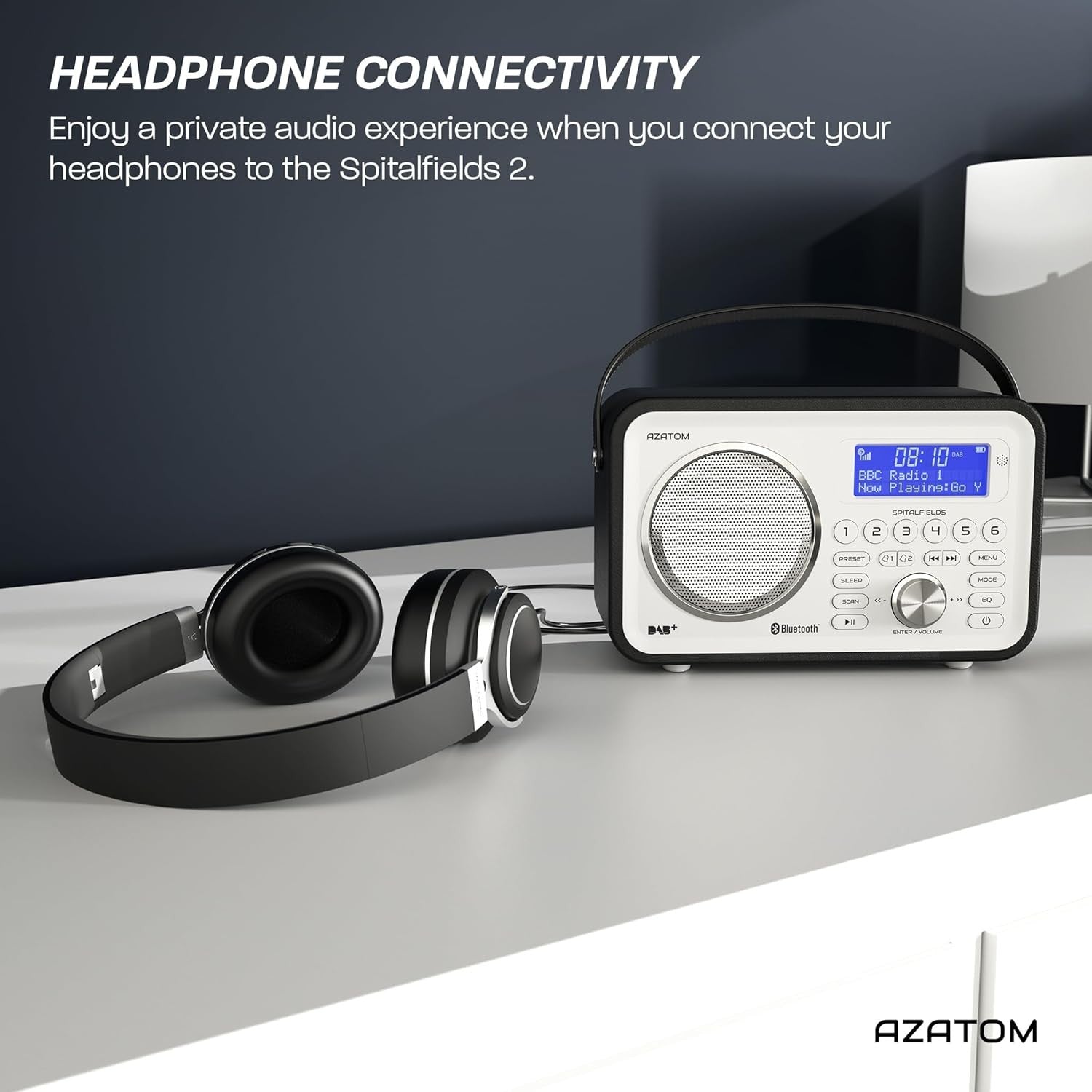 Black Portable DAB DAB+ FM Digital Radio Bluetooth Rechargeable Dual Alarm