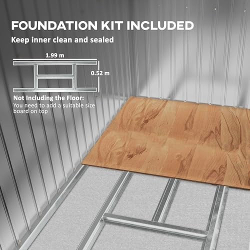 Metal Garden Storage Shed 7x4ft Waterproof Outdoor Tool Shed with Foundation