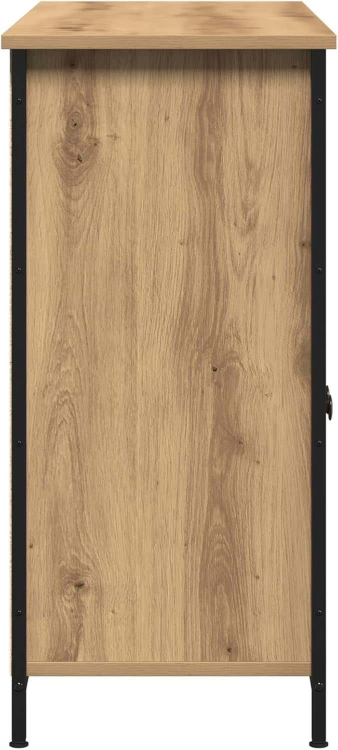Oak Sideboard Cabinet Glass Doors Storage Unit Modern Wood Buffet Table