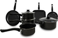 10Pcs Marble Non Stick Cookware Pots and Pans Set with Glass Lids & Grill Pan