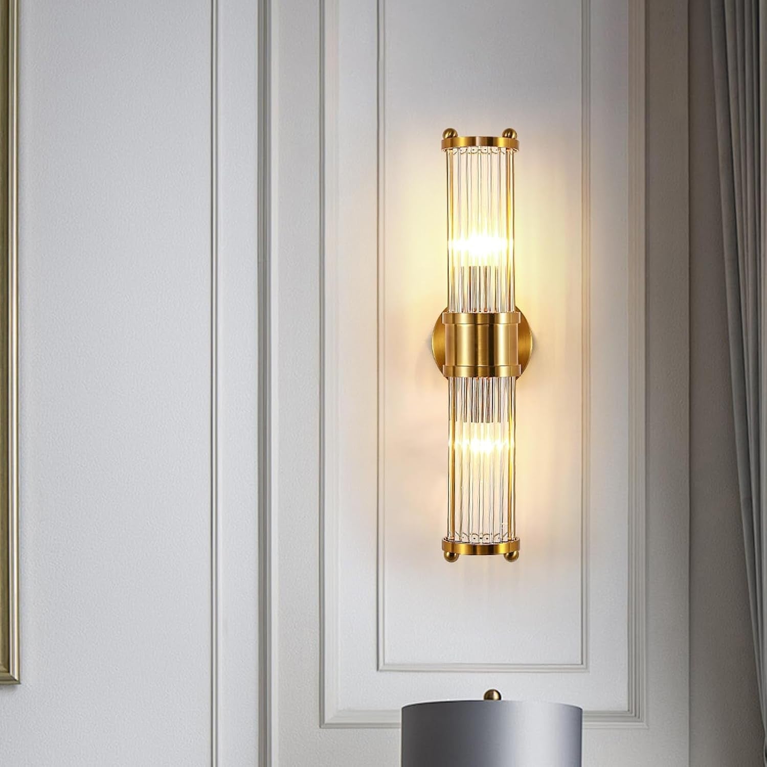 Gold Glass Wall Sconce Light Industrial Vintage Bedroom Hallway Lamp
