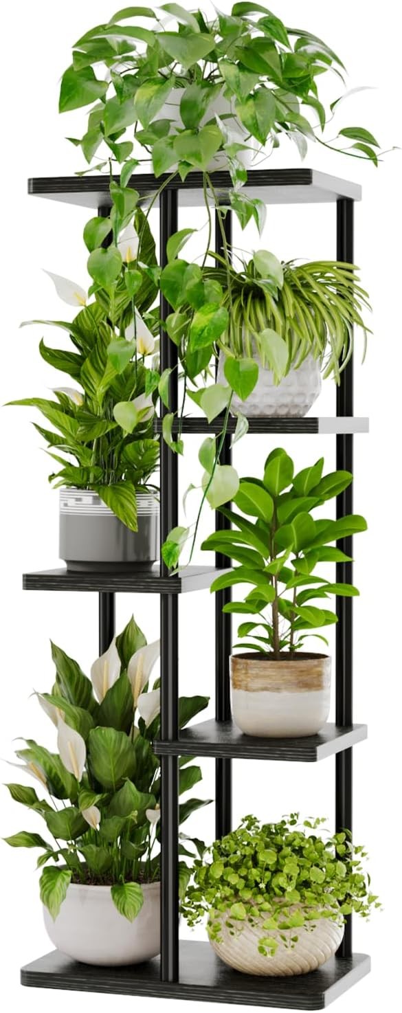 Bamworld 5 Tier Plant Stands Indoor, Corner Shelf Tall Plant Stand for Multiple
