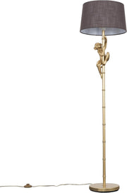 Gold Monkey Floor Lamp Grey Shade Luxury Statement Standing Light E27