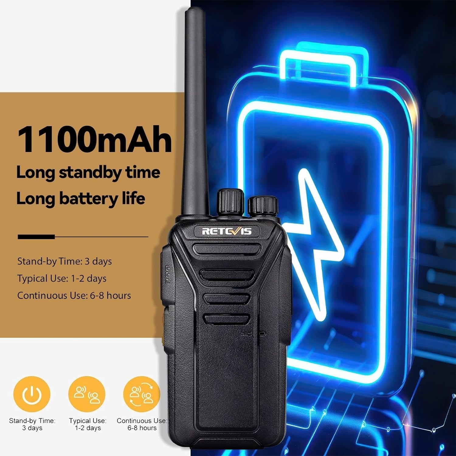 Long Range Walkie Talkies 2 Pack PMR446 Rechargeable VOX 2 Way Radios