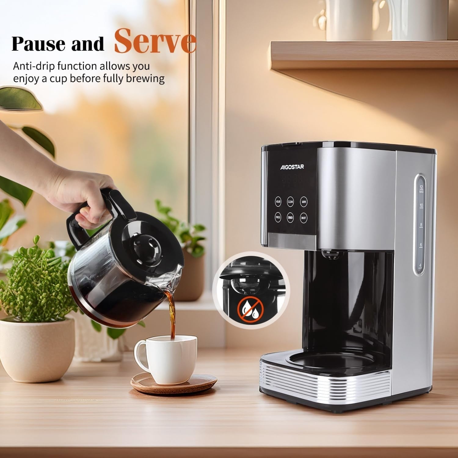 Filter Coffee Machine 1.5L | LED Touch Screen | Programmable Timer