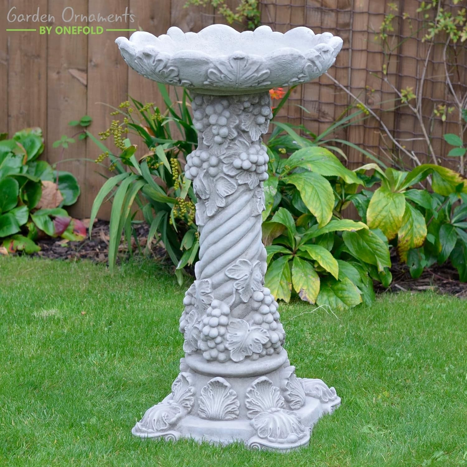 Large Victoriana Stone Bird Bath 85cm | Hand Cast Garden Ornament Feeder