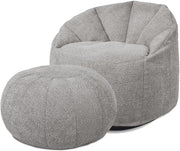 Luxury Large Grey Bean Bag Chair with Pouffe | Family Friendly Comfort Seat