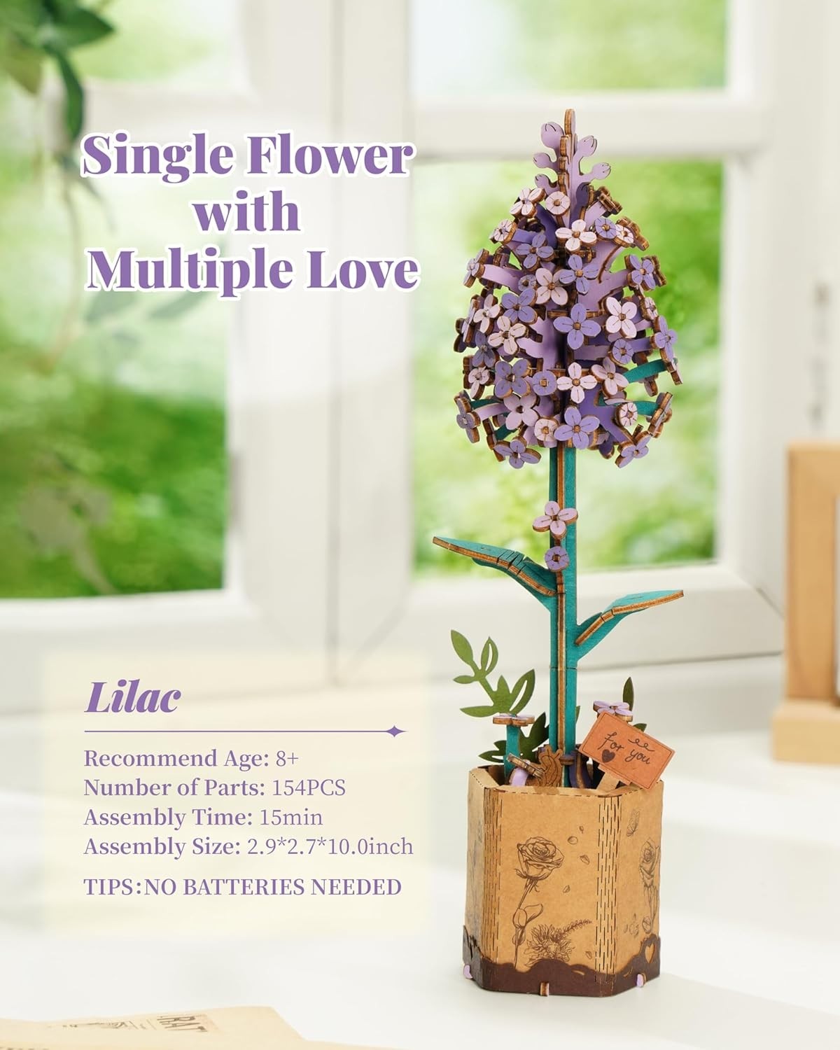 3D Wooden Flower Puzzle Kit for Adults – DIY Bloom Craft Gift Home Décor