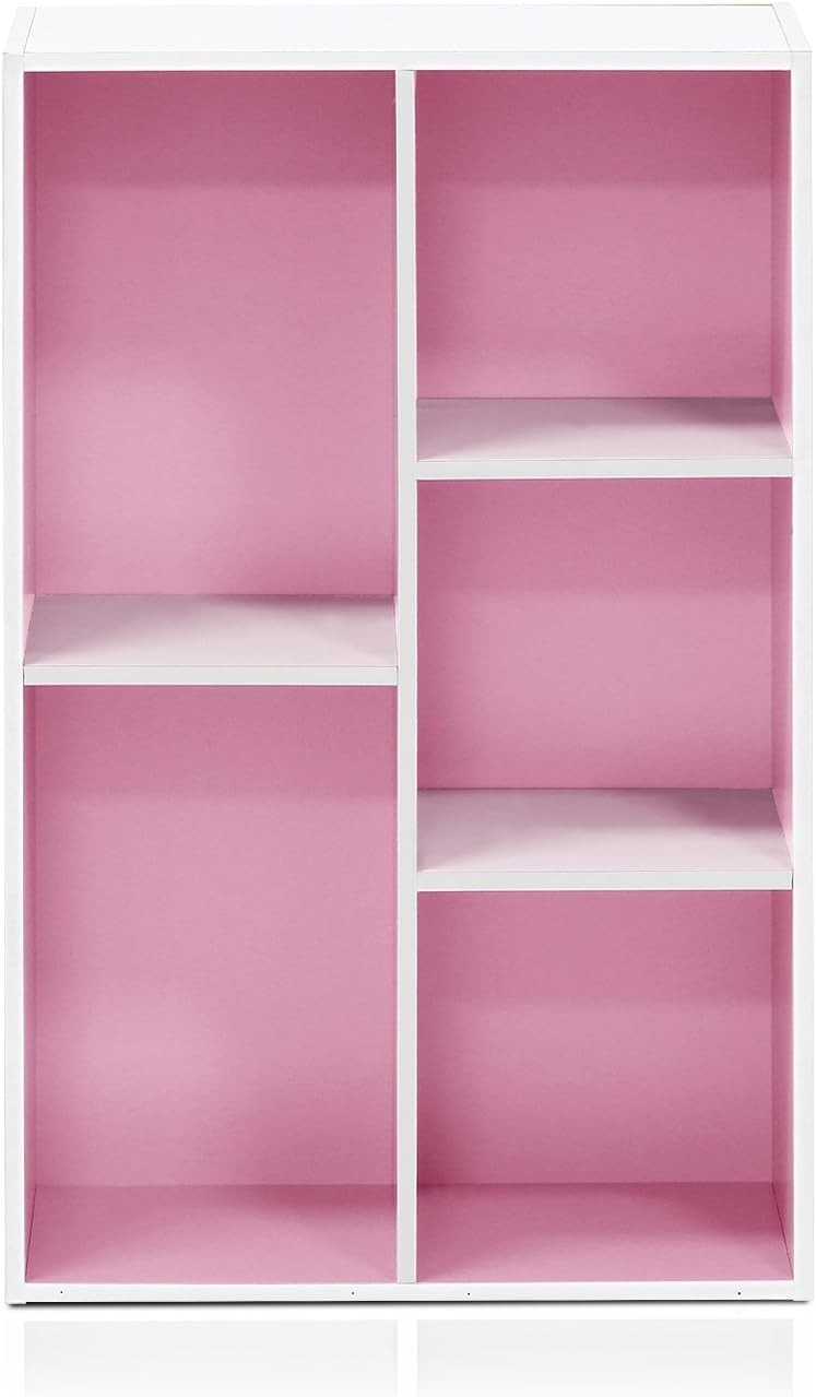 5 Cube Bookcase Storage Open Shelf Compact Organizer Bookshelf Display Pink