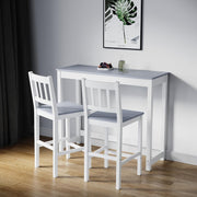 Solid Pine Wood Bar Table & 2 Stools Set | Compact Kitchen & Dining Furniture