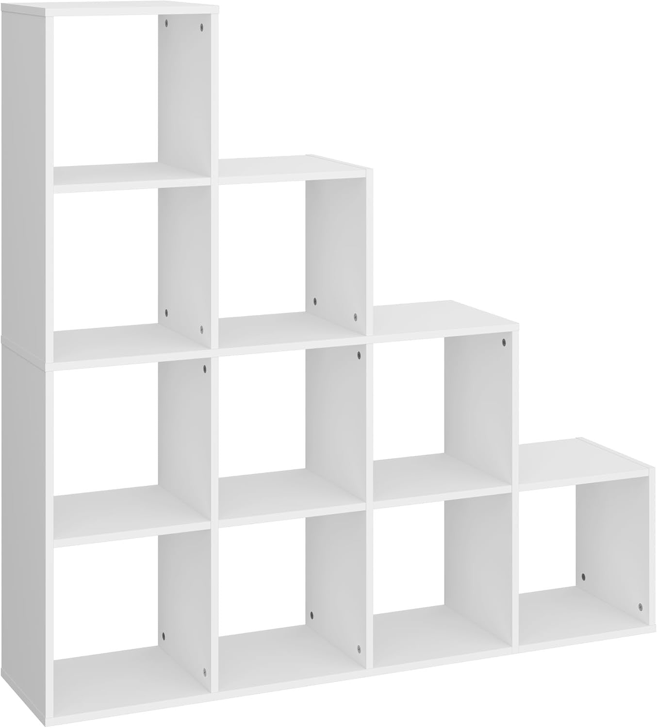 10-Cube Wooden Display Shelf Stair Bookcase Modern Storage Unit for Home & Offic
