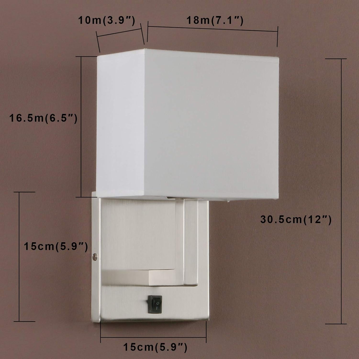 Modern Wall Lights with Switch Linen Shade LED Ready, Warm Glow, E27 Pair