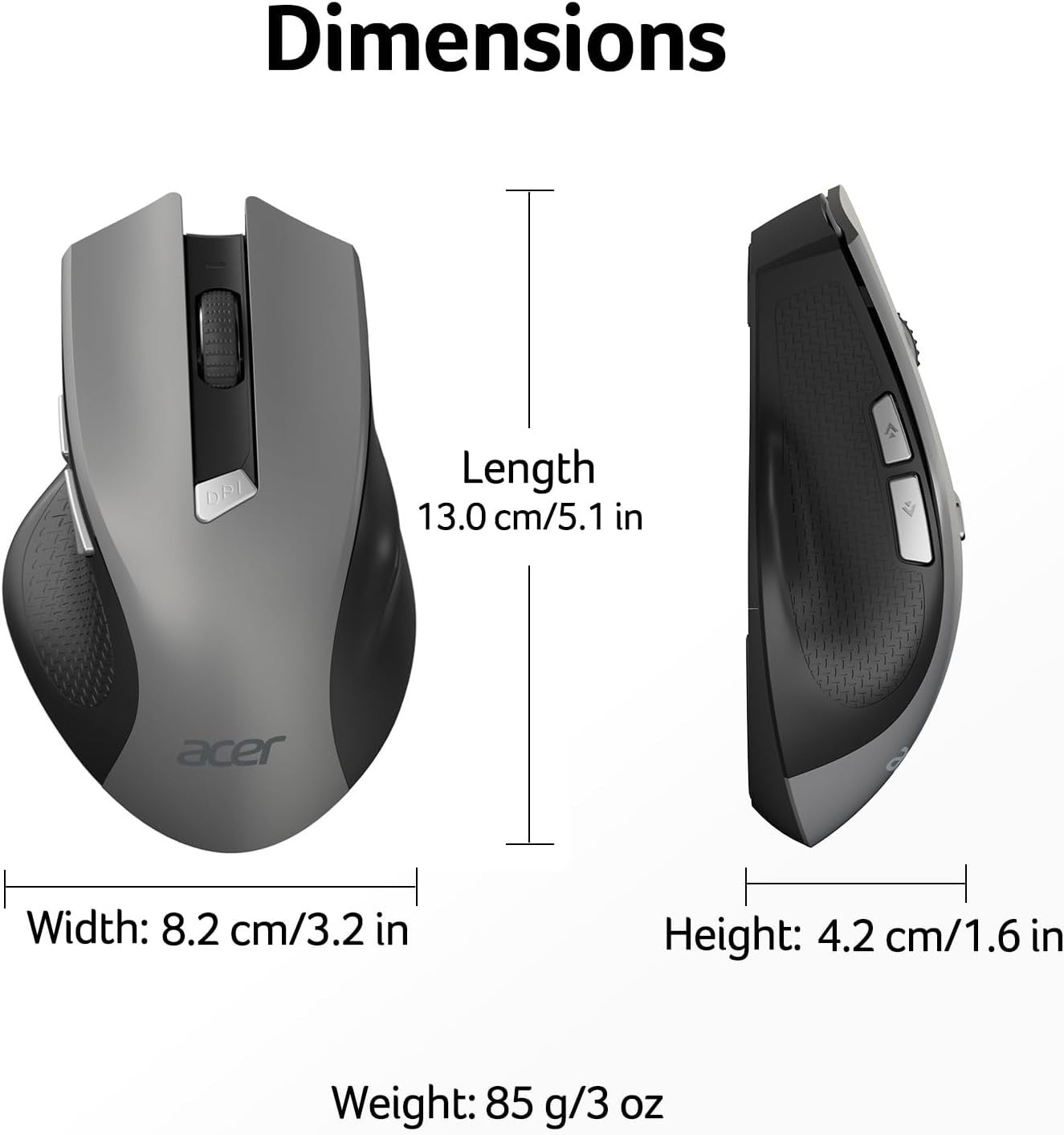 Ergonomic Wireless Mouse 2.4GHz 6-Button Adjustable DPI for Laptop PC