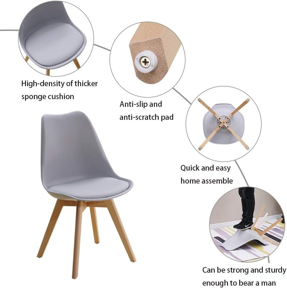 Round Dining Table Set 4 Grey Chairs – Small Kitchen Home Office Café