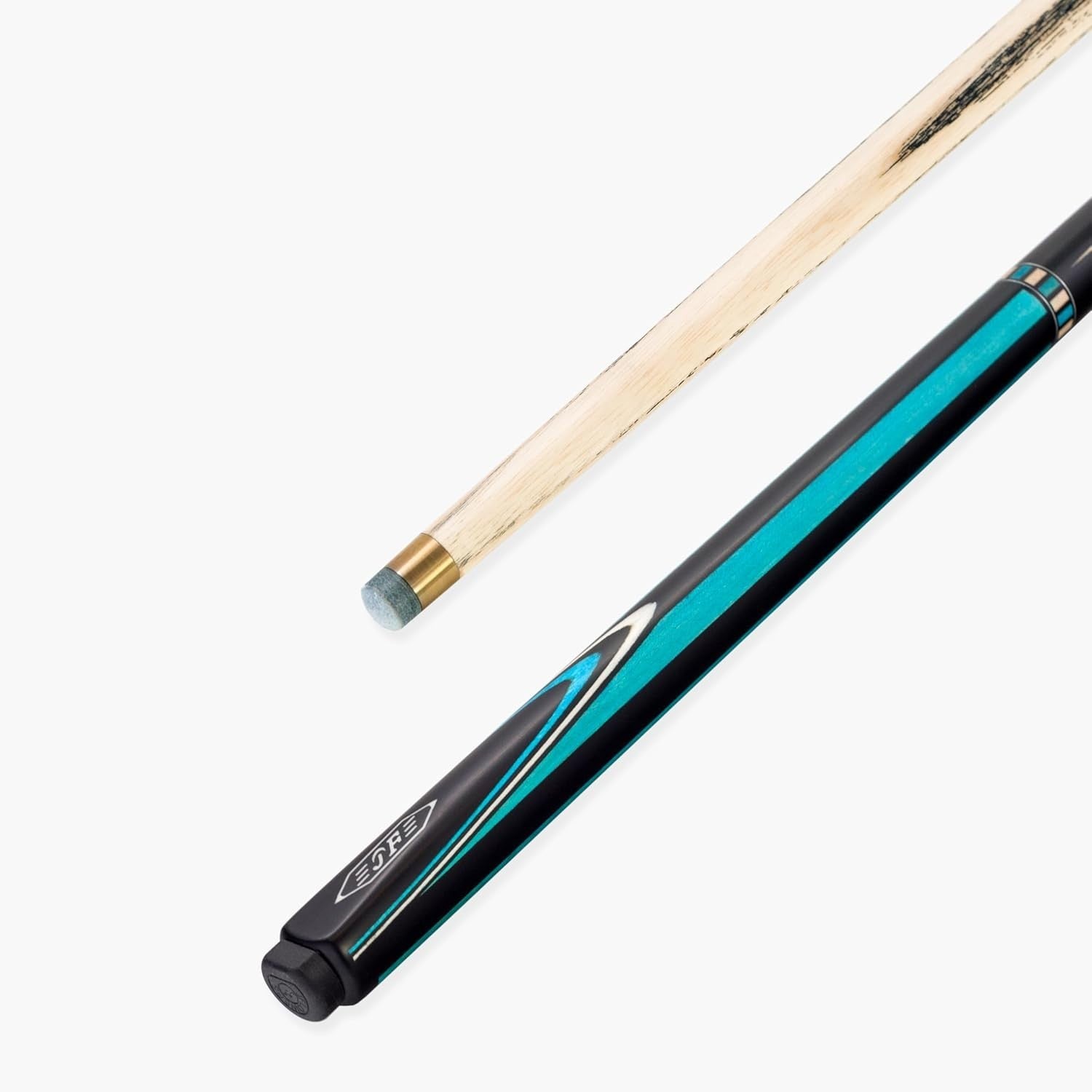 57in One Piece Ash Snooker Pool Cue 9.5mm Tip Ebony Butt 18oz