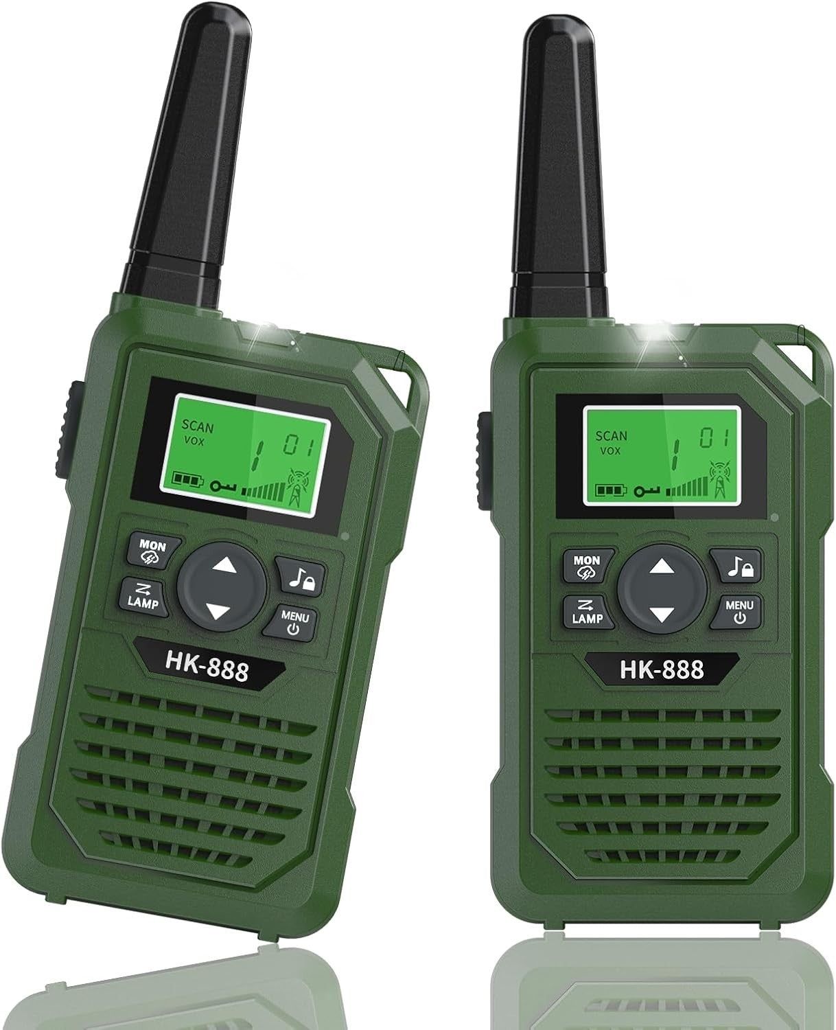 Kids Walkie Talkies 2 Pack Rechargeable 3KM Long Range 8 Channel Green
