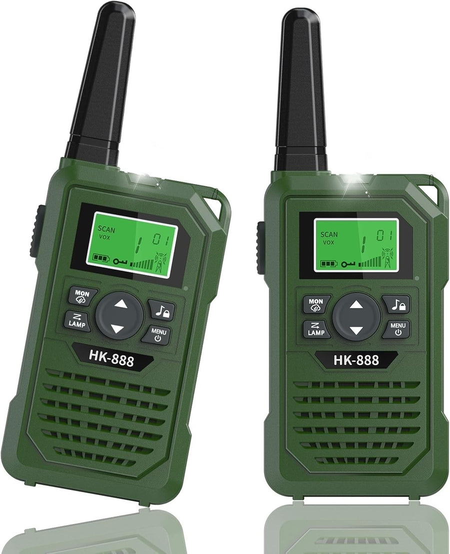 Kids Walkie Talkies 2 Pack Rechargeable 3KM Long Range 8 Channel Green