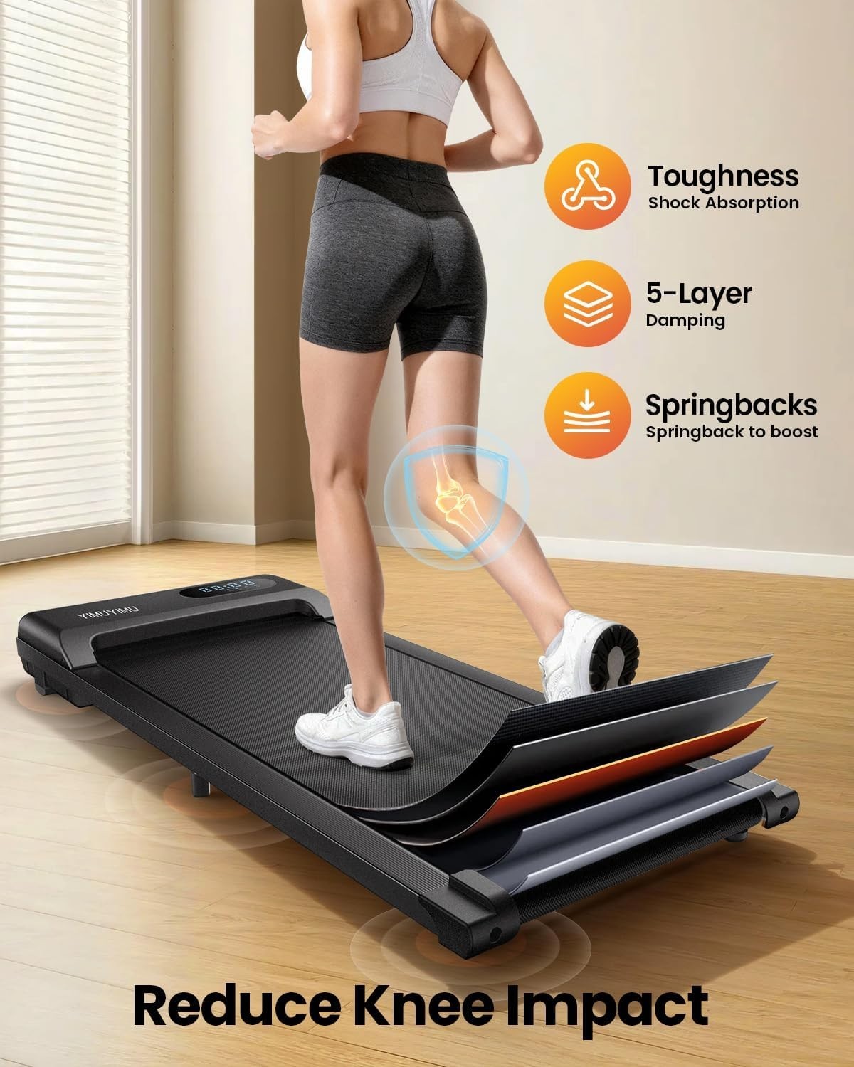 Under Desk Walking Pad Treadmill 6km/h Quiet Compact Home Office