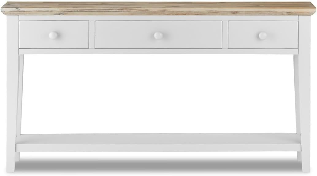 White Console Table with 3 Drawers & Bottom Shelf | 143x32.5x76cm