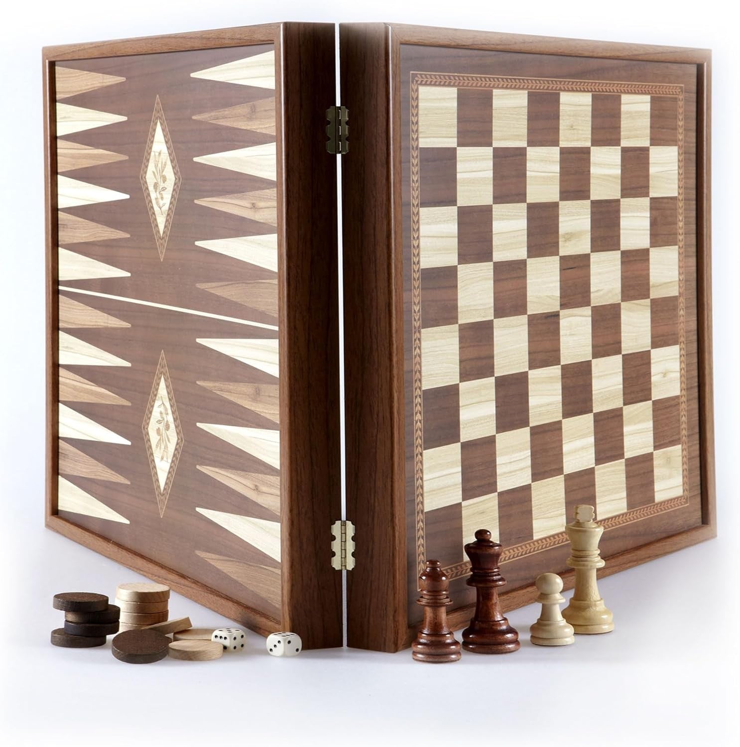Premium 2-in-1 Wooden Chess & Backgammon Set 41cm – Classic Gift Game