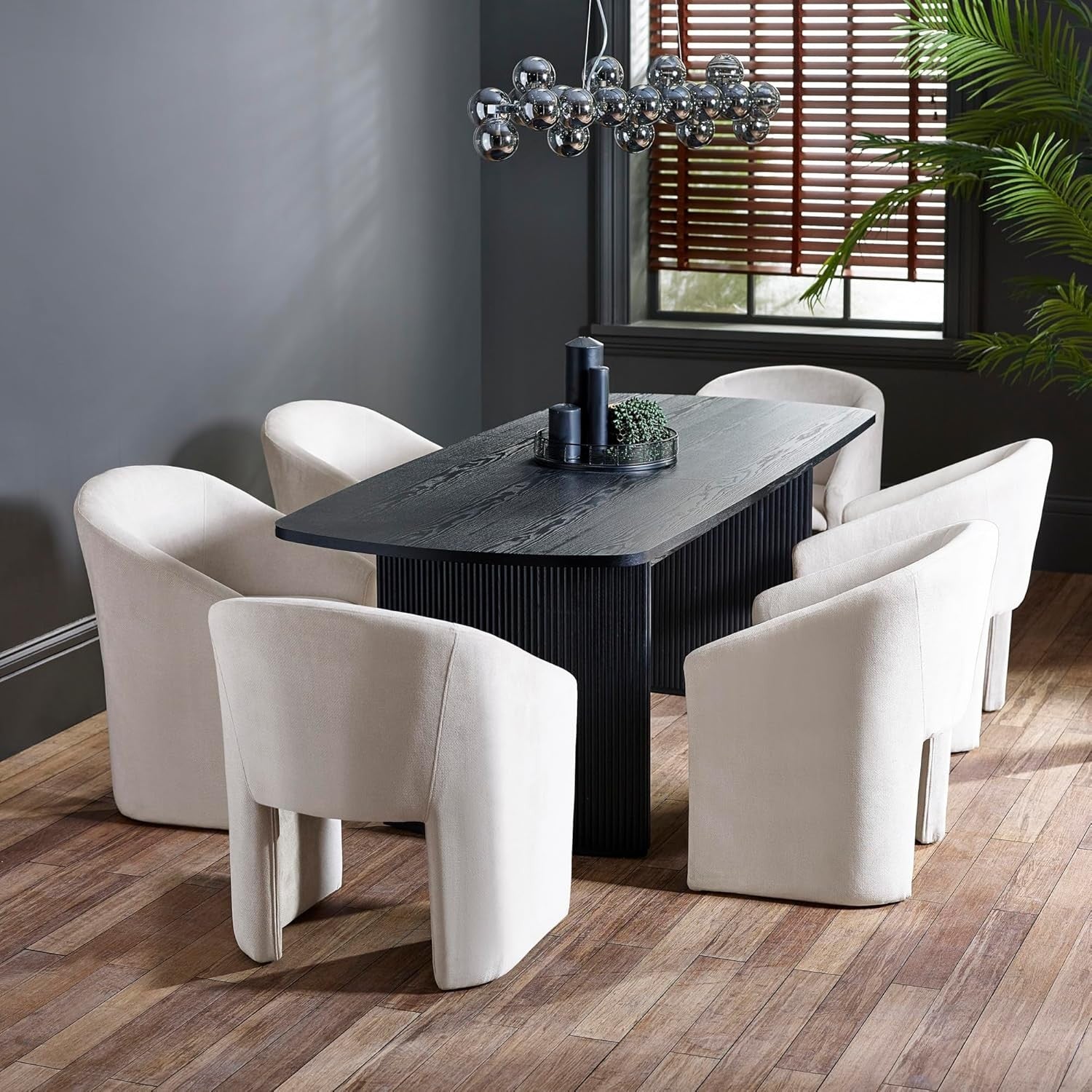 Cream Chenille Tub Dining Chair Upholstered Accent Armchair
