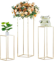 3 Pcs Gold Metal Flower Stands Set 60/80/100cm Wedding Party Display Columns