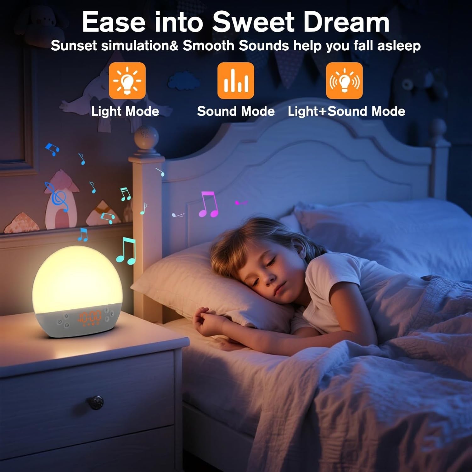 Sunrise Alarm Clock Wake Up Light White Noise for Heavy Sleepers Bedroom