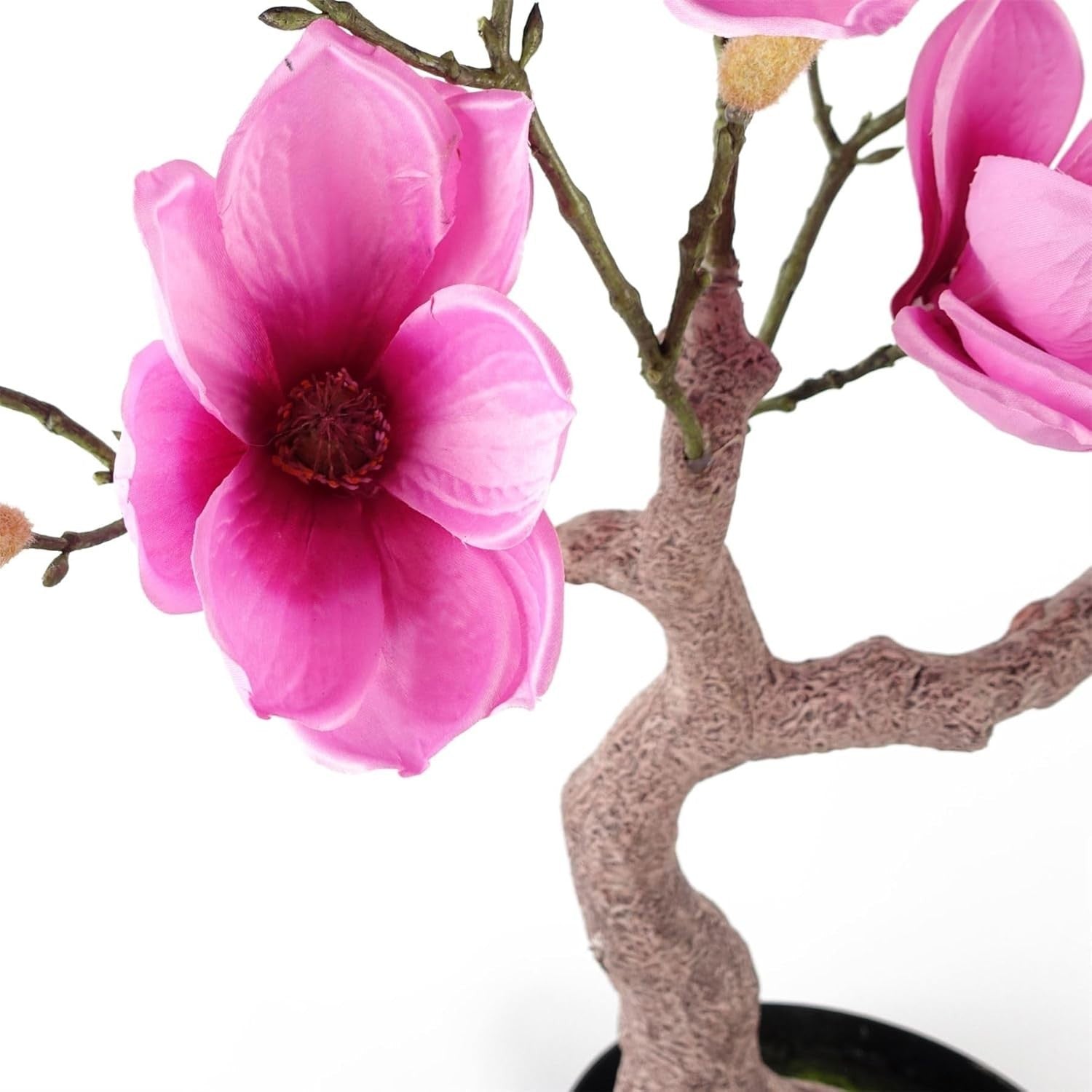 80cm Artificial Pink Magnolia Blossom Tree Floral Plant in Pot Home Decoration