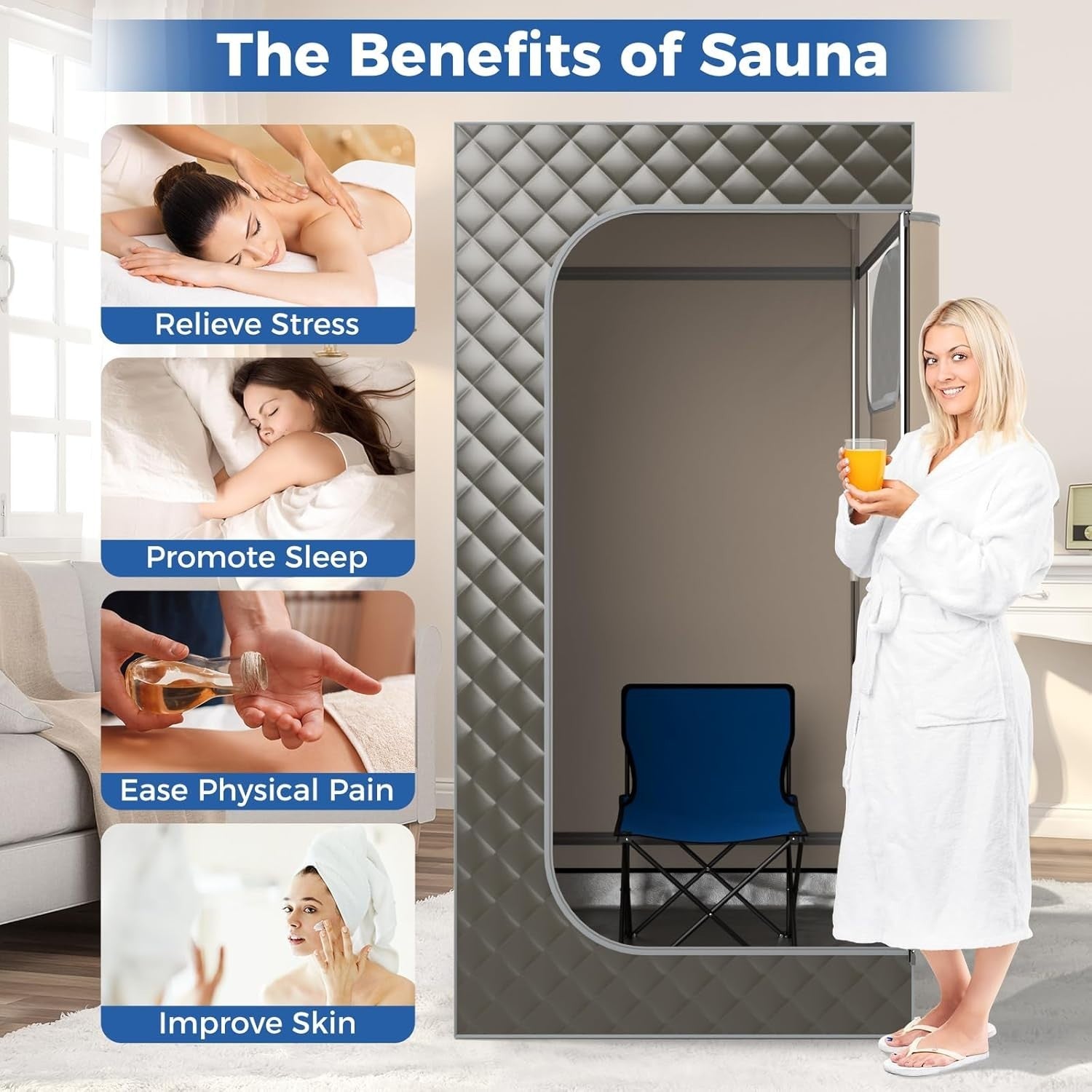 Portable Home Steam Sauna Tent w/ 3L Steamer & Remote – Full Body Detox Spa
