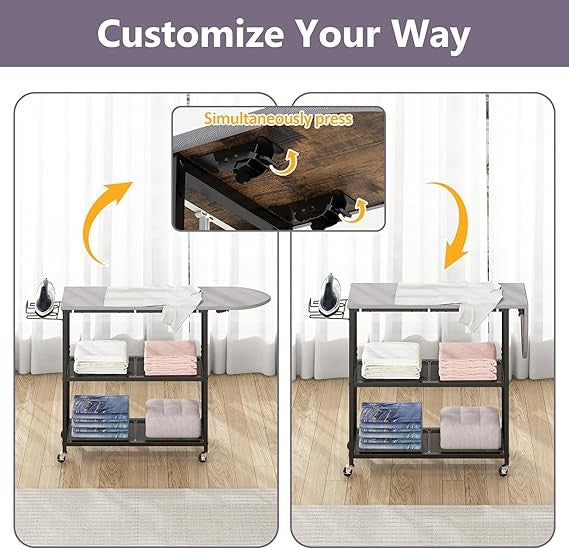 Ironing Board with Storage Shelves Foldable Laundry Station Clothes Organizer