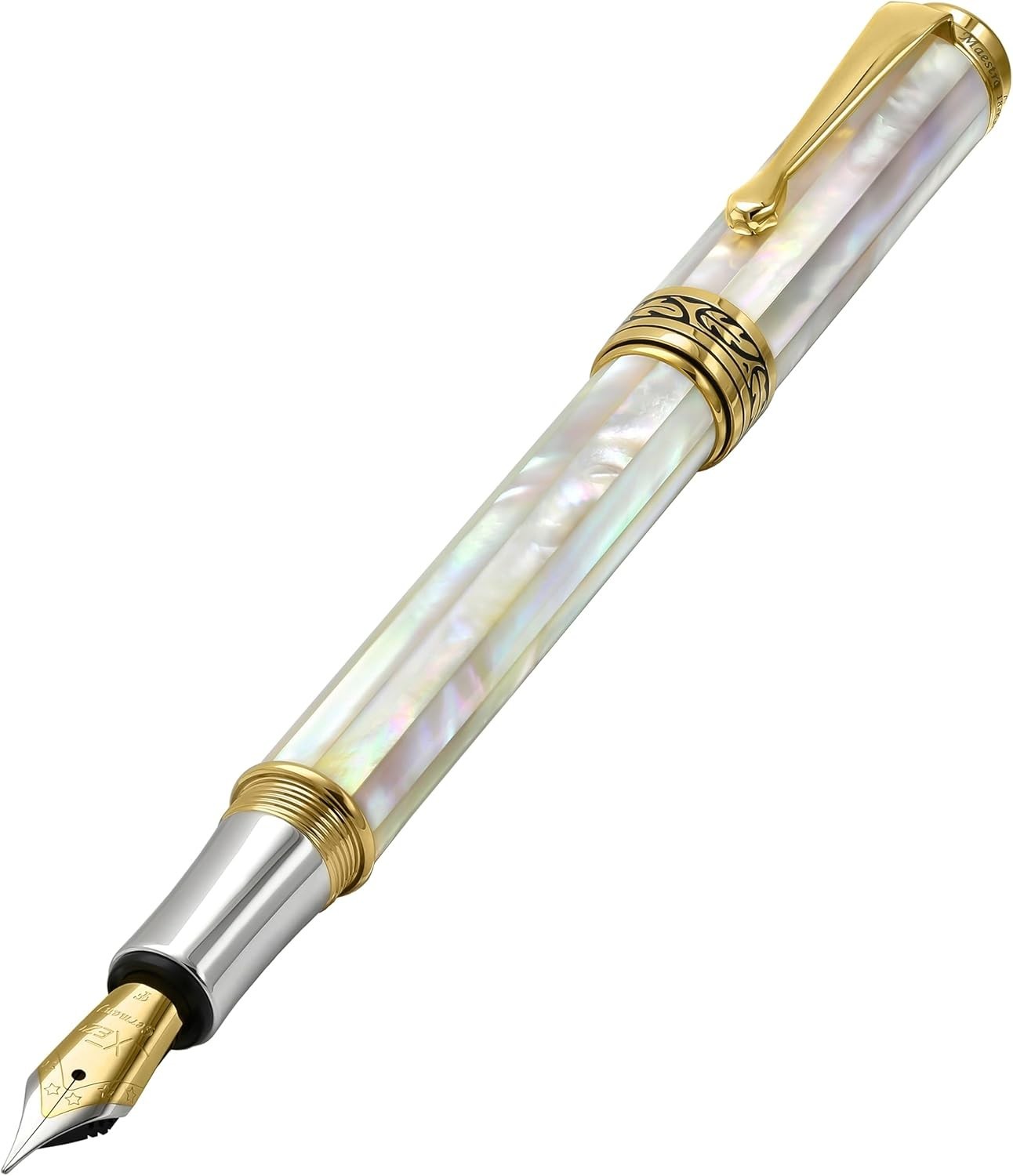 Luxury White Mother of Pearl Fountain Pen Fine Nib Refillable 145mm