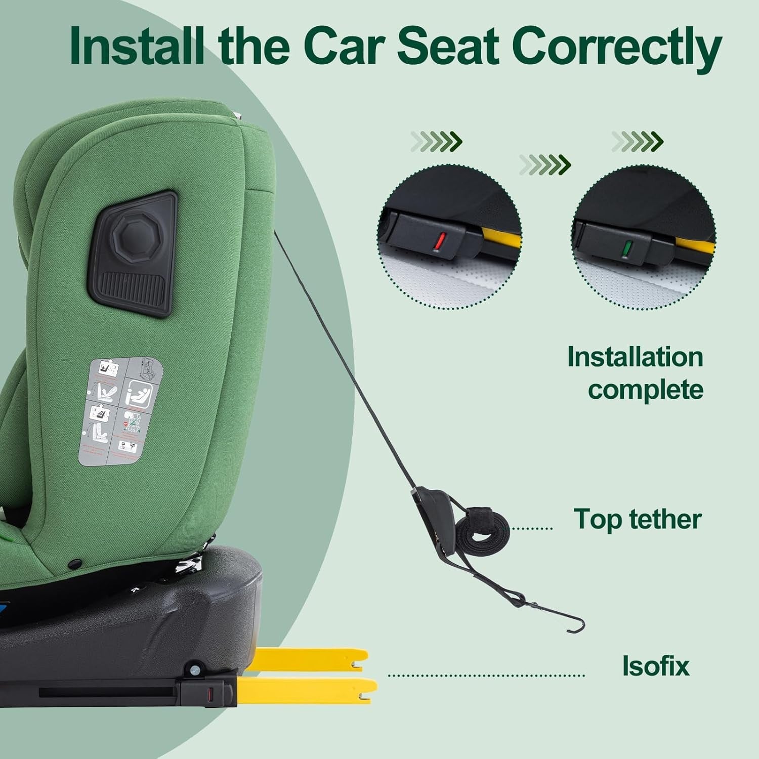 360° Rotating i-Size Baby Car Seat ISOFIX 0–12Y Adjustable Headrest
