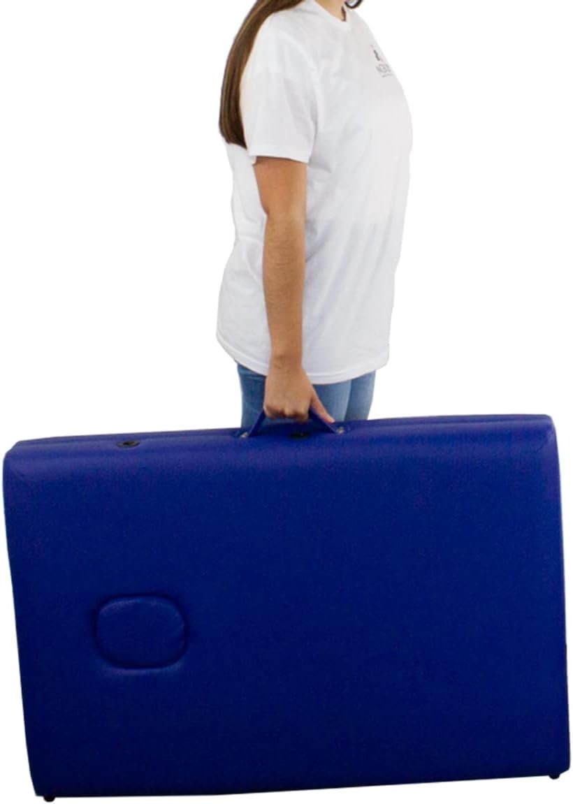 Portable Wooden Massage Table 3-Section Adjustable Therapy Beauty Bed Blue