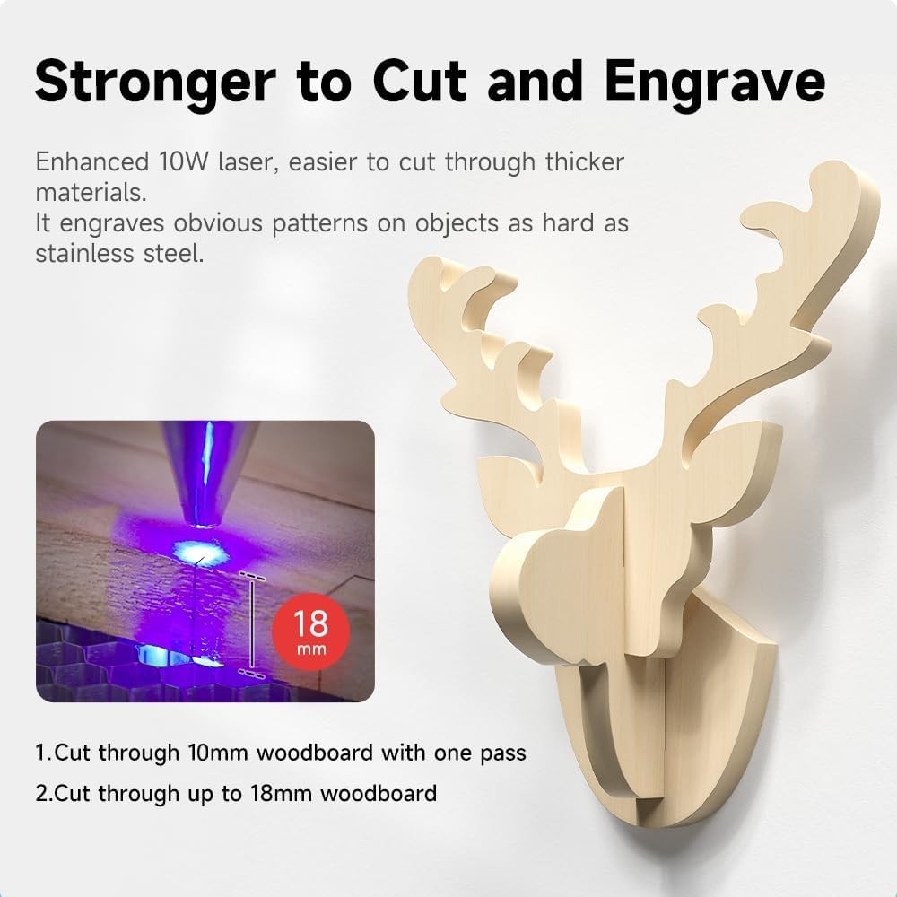 10W Laser Engraver Desktop Cutter High Precision 400x415mm Wood Metal