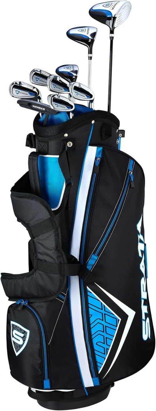 Mens Right Hand Golf Club Set 12 Piece Driver Hybrid Irons Putter Bag