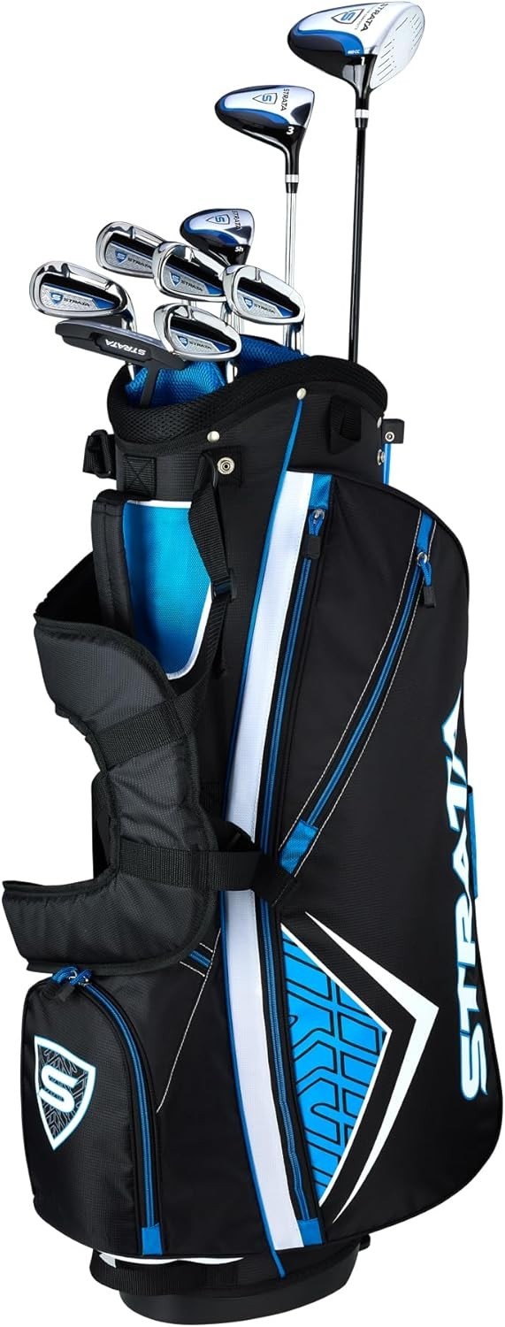 Mens Right Hand Golf Club Set 12 Piece Driver Hybrid Irons Putter Bag