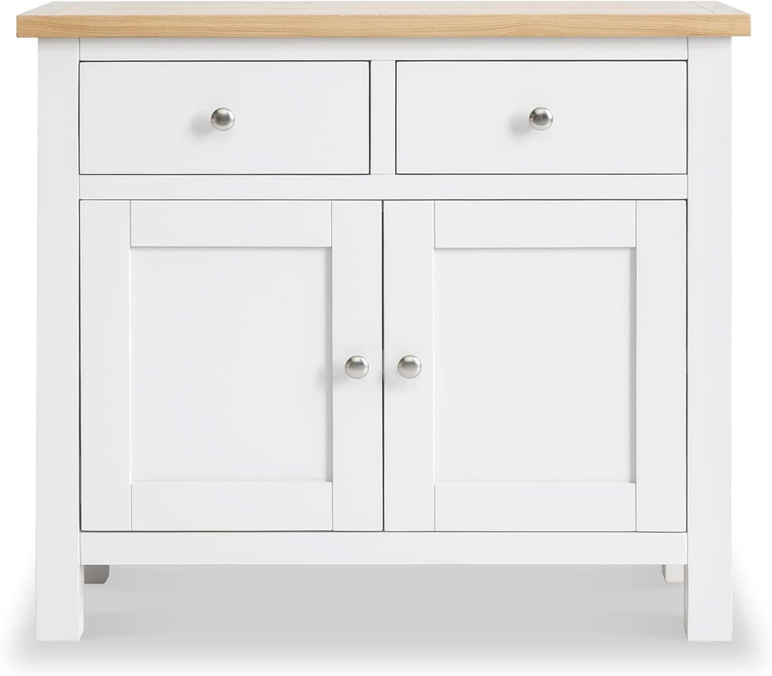 White Small Sideboard Storage Cabinet 2 Drawer 2 Door Solid Wood Durable