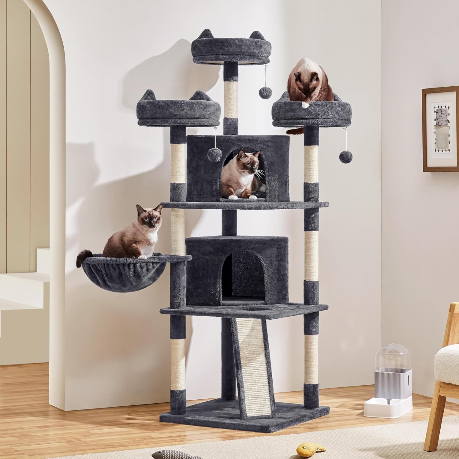 Tall Cat Tree Tower 175cm Multi Level Scratching Posts Condos Perches