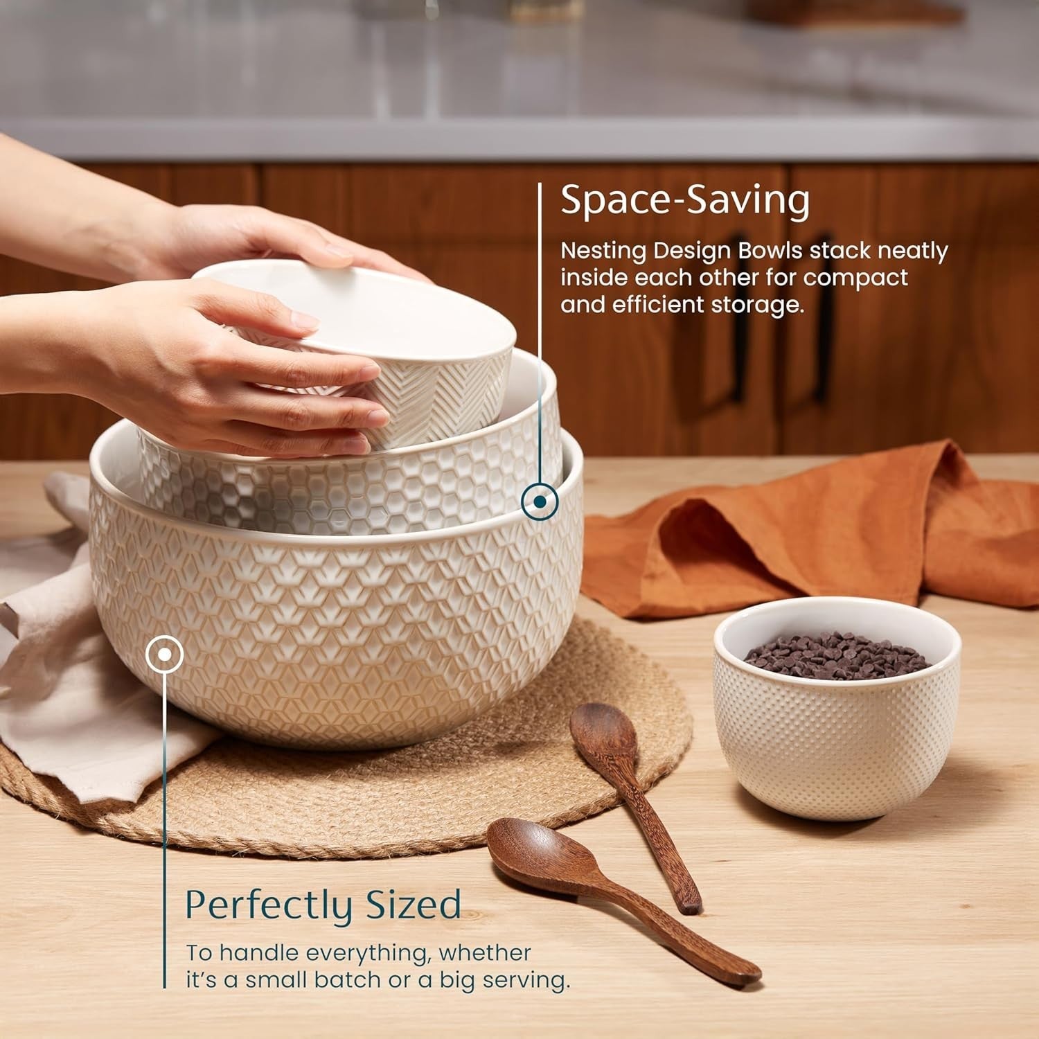Nesting Ceramic Bowls Set of 4 20-145oz Microwave Safe