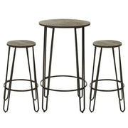 3Pc Bar Table and Stool Set Industrial Elm Wood Metal Pub Dining Set