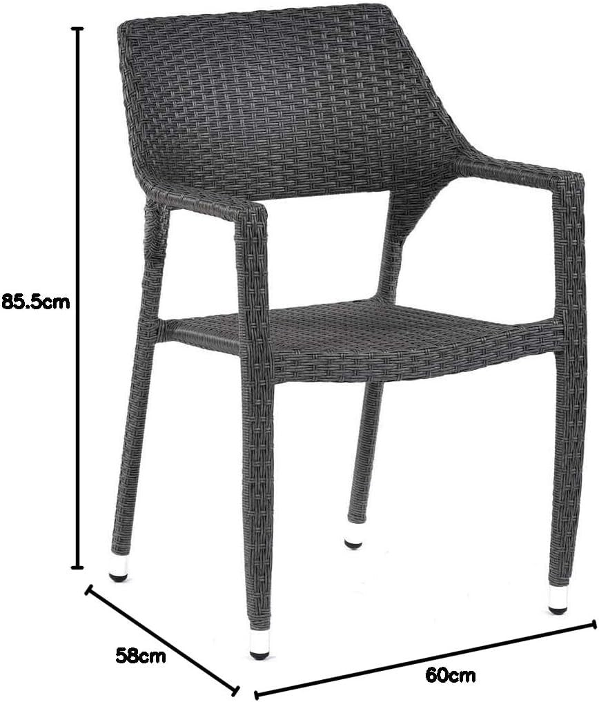 Rattan Garden Armchair Light Grey Cushion Stackable Patio Outdoor Chair