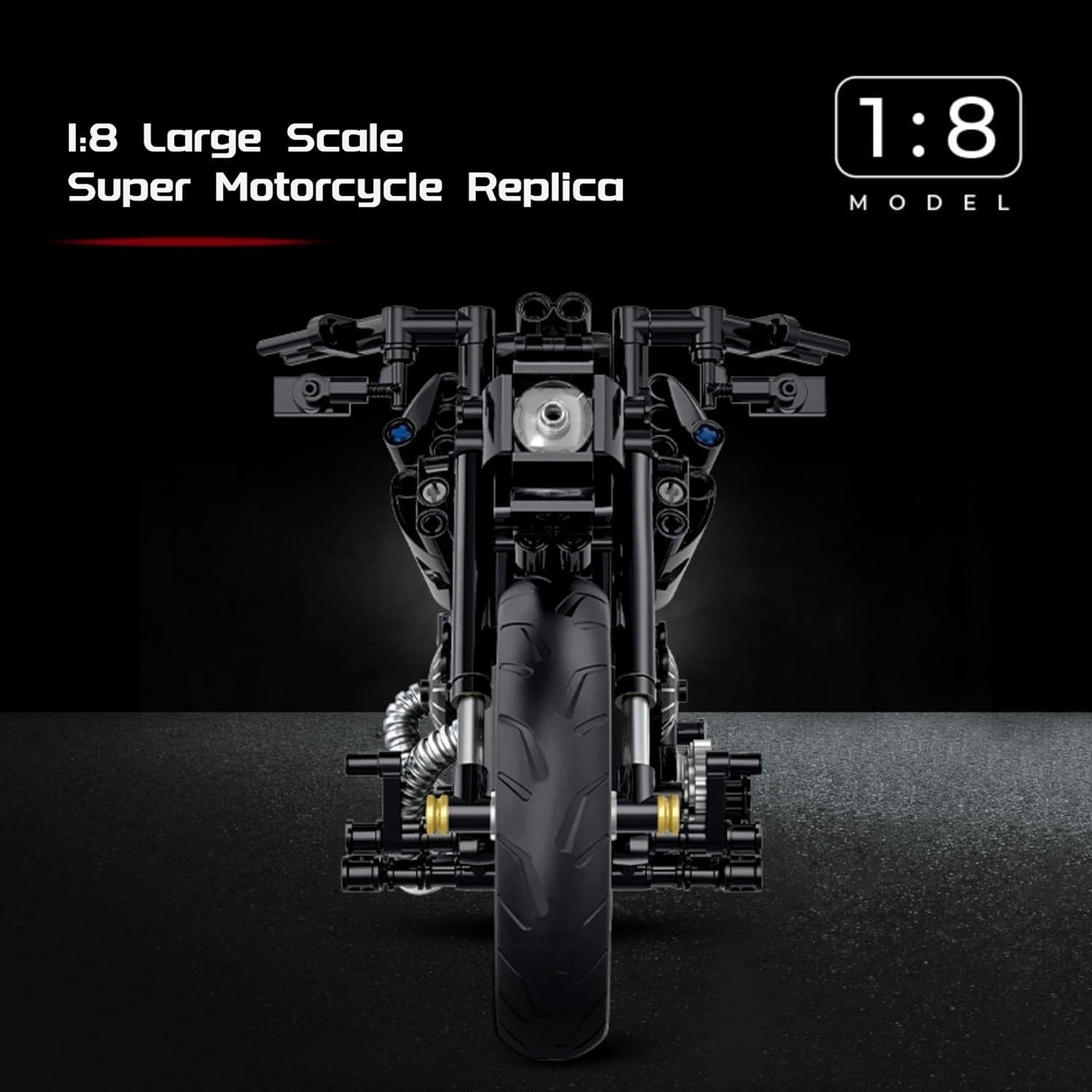Realistic 586pcs Motorcycle Model Kit with Moving Suspension & Pistons
