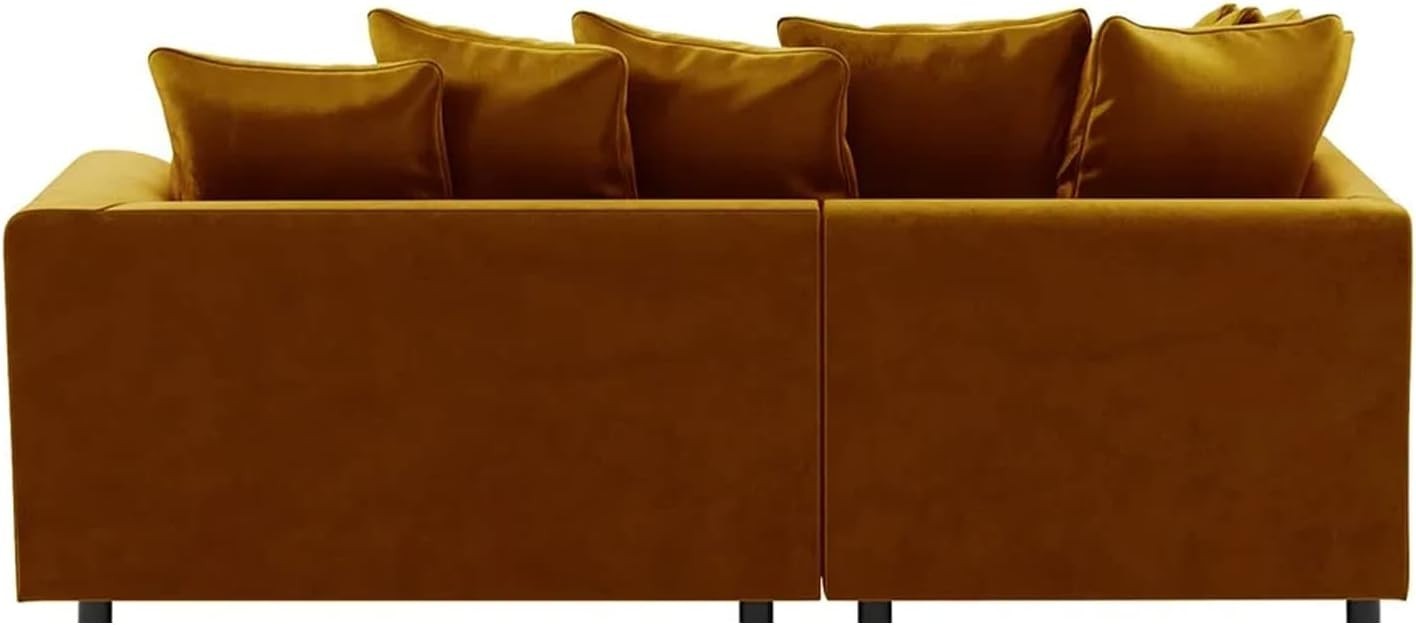 Mustard Gold Velvet Corner Sofa 4 Seater L Shape Full Foam LH Modern