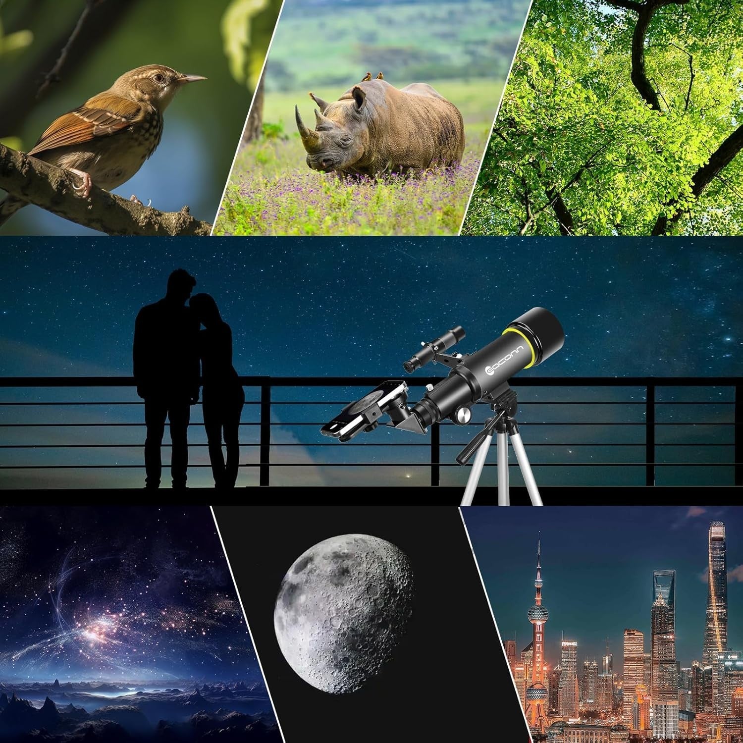 70mm Refractor Telescope for Beginners, Portable AZ Mount with Tripod