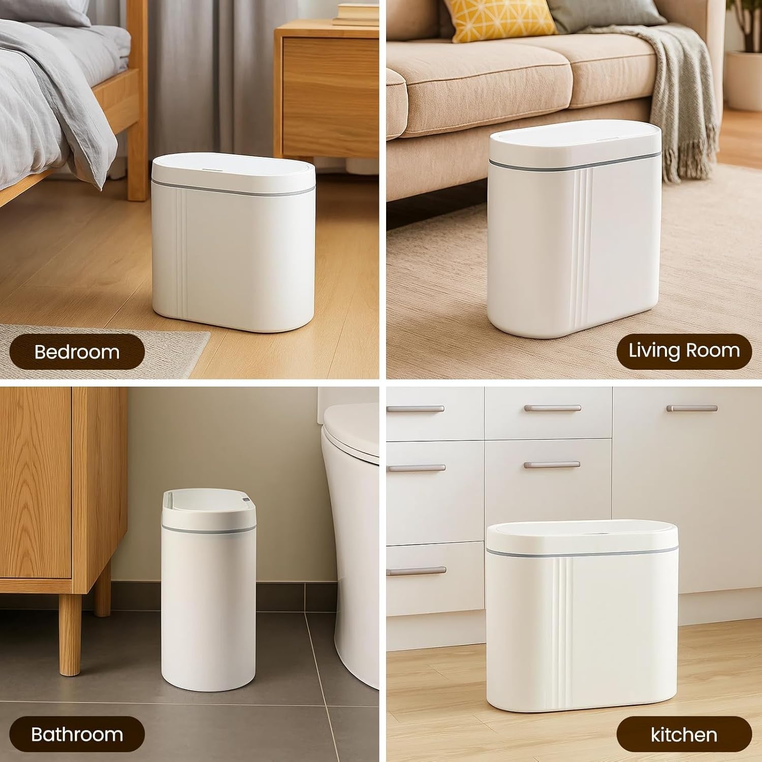White 7.5L Automatic Sensor Bin Touchless Bathroom Kitchen