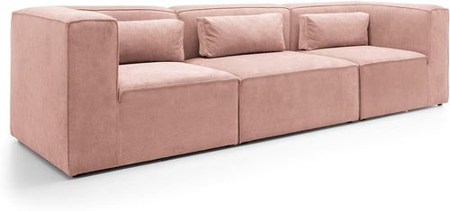 4 Seater Modular Sofa Pink Cord Chenille | Comfy, Space-Saving, Modern Style