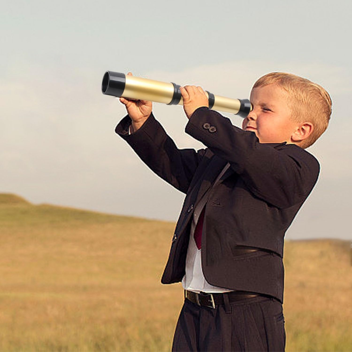 Pirate Monocular Telescope Toy Kids Telescopic Role Play Gold Portable