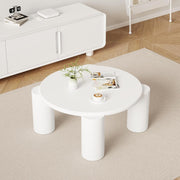 Round White Wooden Coffee Table, Stylish Modern Design, Sturdy & Space-Saving